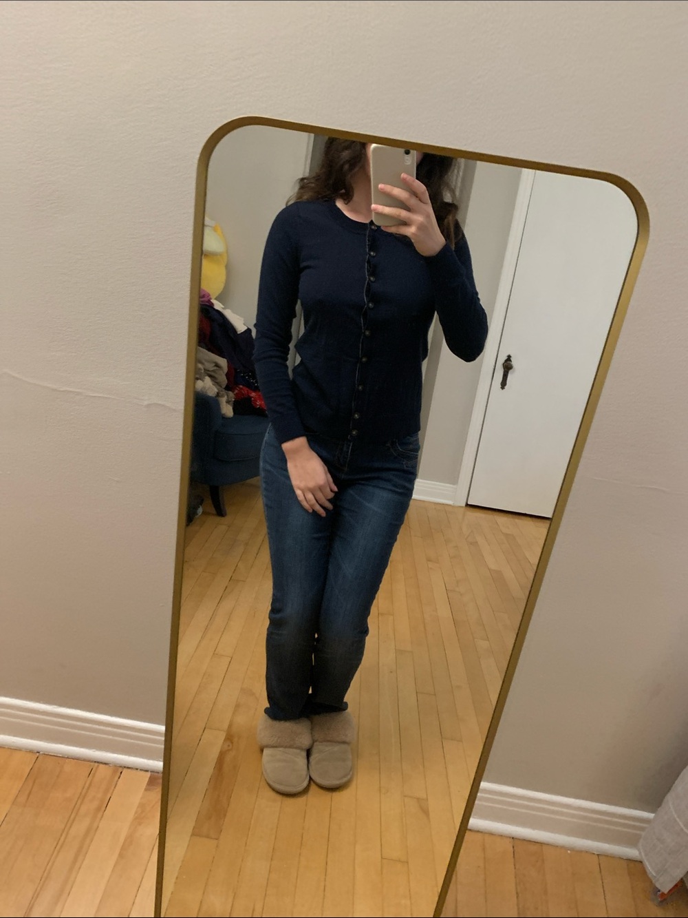 Banana Republic Navy Blue Extra Fine Merino Cardigan